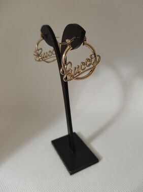 Fashion Gold Logo Hoop Earrings